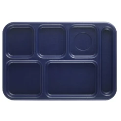 Cambro BCT1014186 Navy Blue Budget 6-Compartment School Tray - Dozen