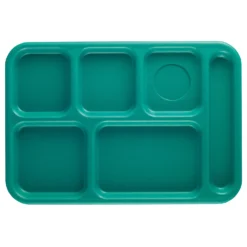 Cambro BCT1014414 Teal Budget 6-Compartment School Tray - Dozen