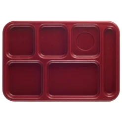 Cambro 10146CW416 Camwear Cranberry 6-Comp Serving Tray - 24 / CS