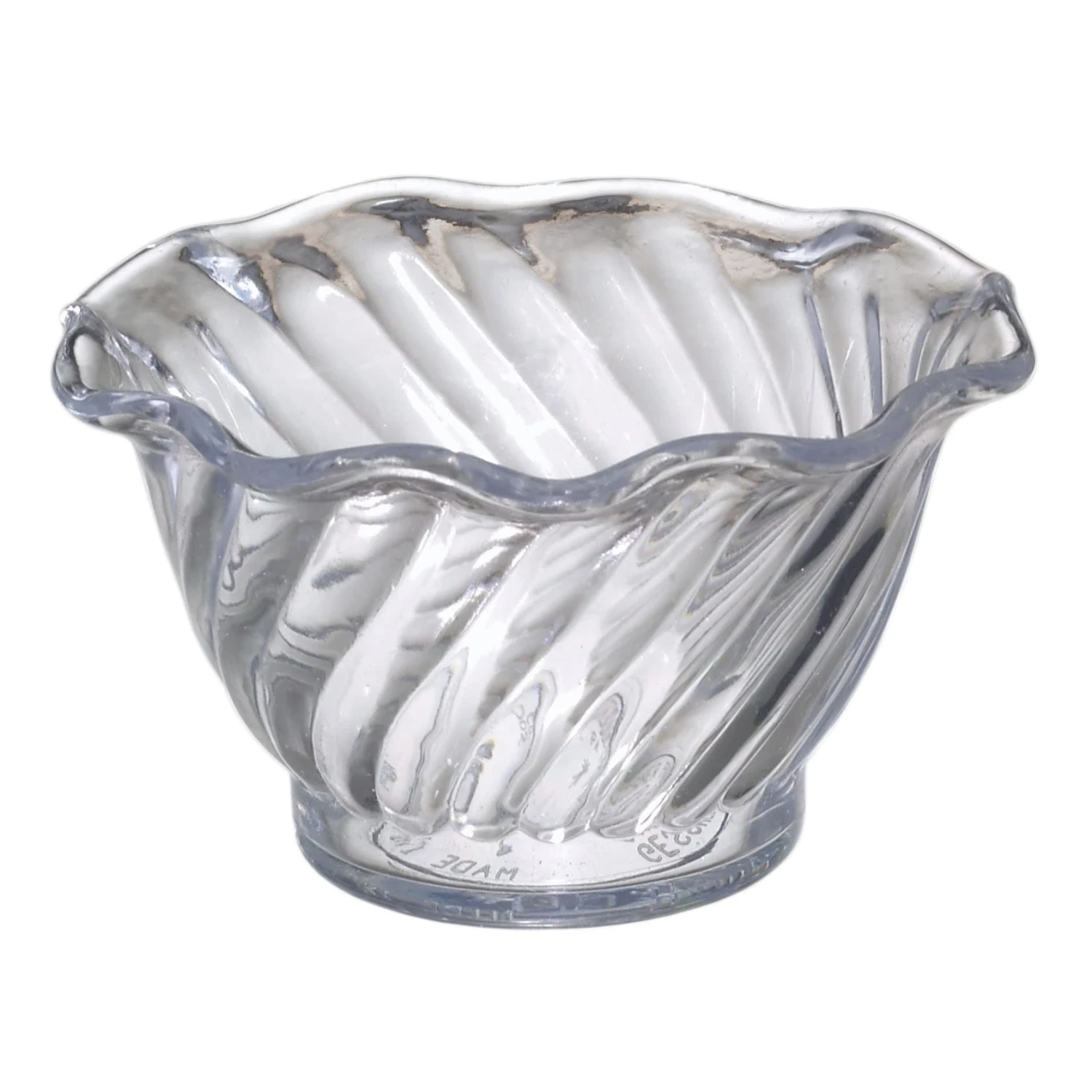 Gessner 0345 CLEAR SAN Plastic Swirl 5 Oz. Dessert Bowl - 24 / CS 1 Gessner 0345 CLEAR SAN Plastic Swirl 5 Oz. Dessert Bowl - 24 / CS