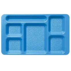 Cambro 1596CW168 Camwear Blue 9 X 15" Tray With 6 Comp. - 24 / CS