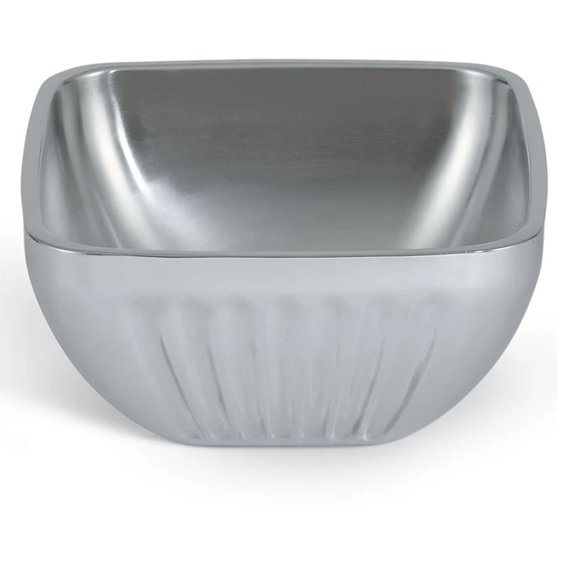 CARLISLE Vollrath 47681 S/S Fluted Square 1.8 Quart Double Wall Serving Bowl 1 CARLISLE Vollrath 47681 S/S Fluted Square 1.8 Quart Double Wall Serving Bowl