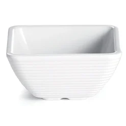 TableCraft RAMS3W White Melamine 3 Oz. Square Ribbed Ramekin - 12 / CS