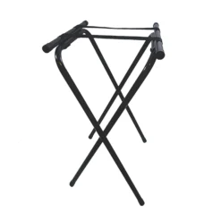 TableCraft 24BK Black 31-3/4" Powder Coated Metal Tray Stand
