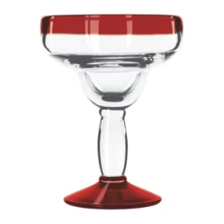Libbey 92308R Aruba 12 Oz Margarita Glass W/ Red Rim / Foot - 12 / CS