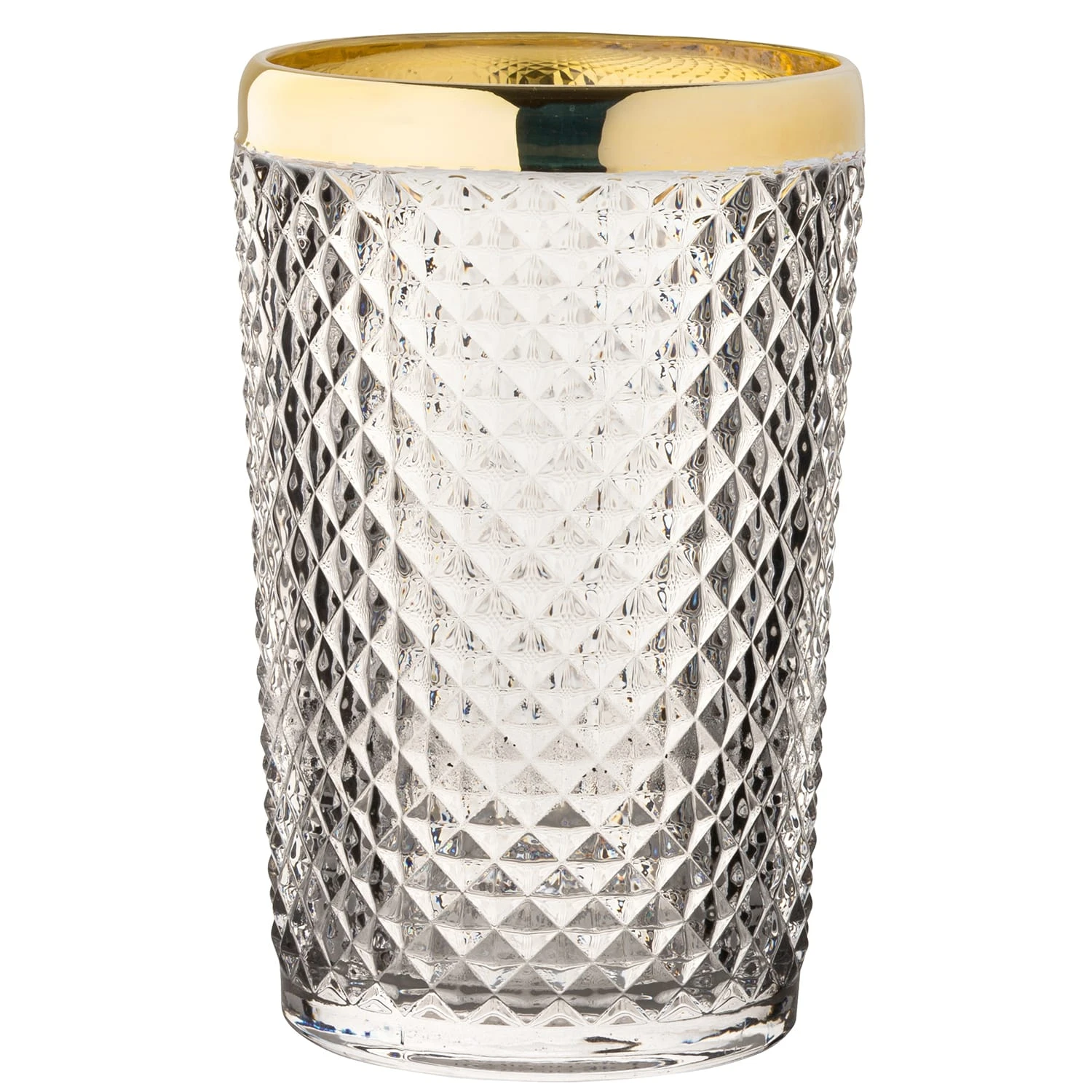 Hospitality Glass HG90095G-006 Gold Rim 13.5 Oz. Hiball Glass - 6 / CS 1 Hospitality Glass HG90095G-006 Gold Rim 13.5 Oz. Hiball Glass - 6 / CS