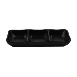 G.E.T. SD-7600-BK Nara Black 3-Compartment Dish - Dozen