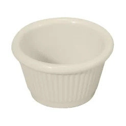 Winco RFM-4B Bone Melamine 4 Ounce Fluted Ramekin - Dozen