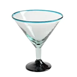Orion Trading G808-QR 32 Oz. Jumbo Turquoise Rim Margarita Glass