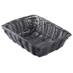 TableCraft 2472 Black 9" X 6" Rectangular Woven Plastic Basket - Dozen